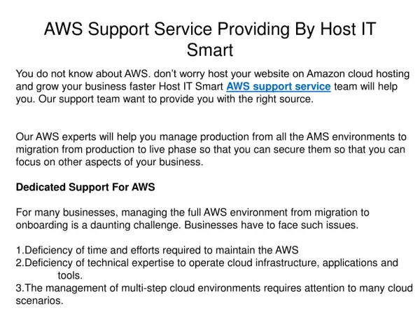 Amazon Web Service Support Provider