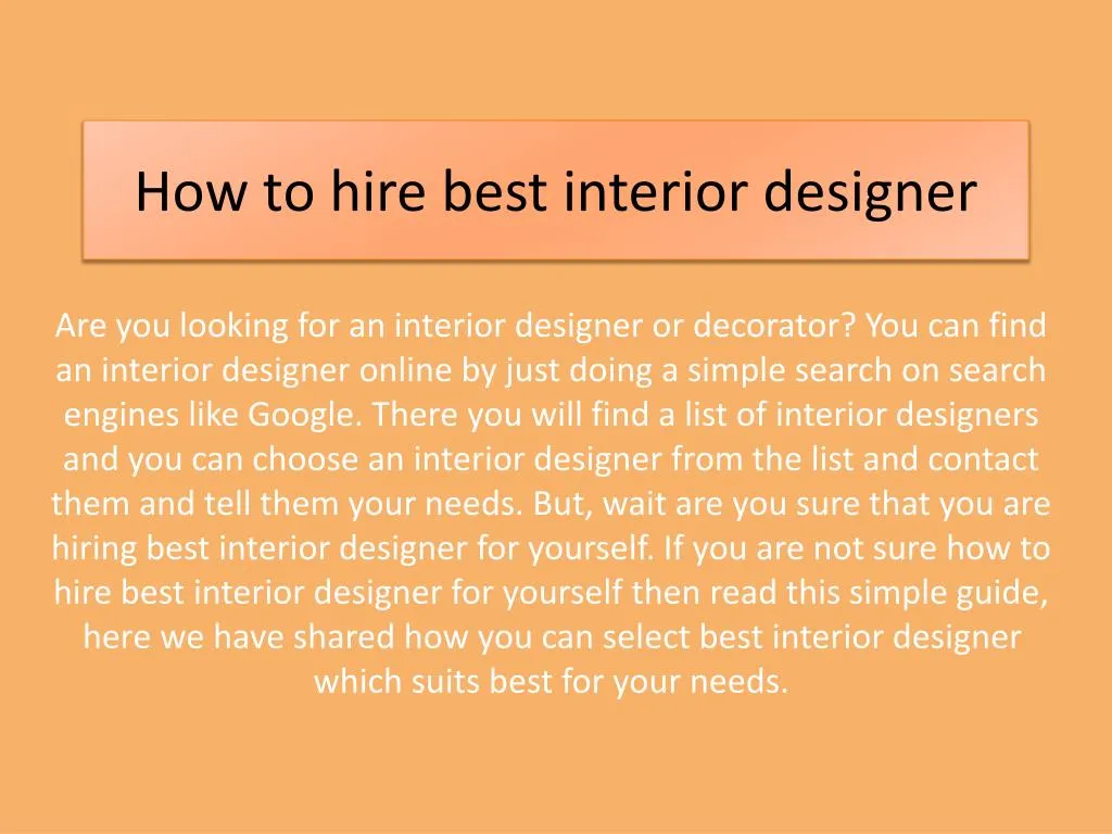 how to hire best interior designer