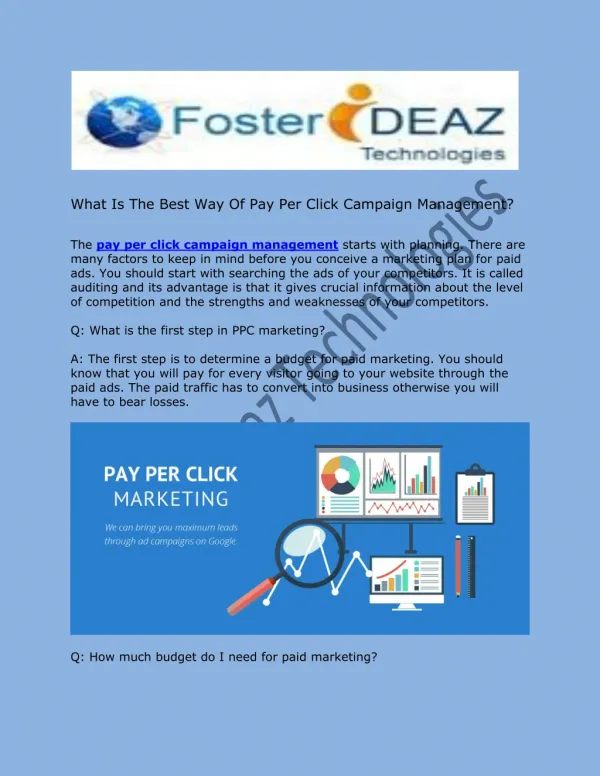 What Is The Best Way Of Pay Per Click Campaign Management?