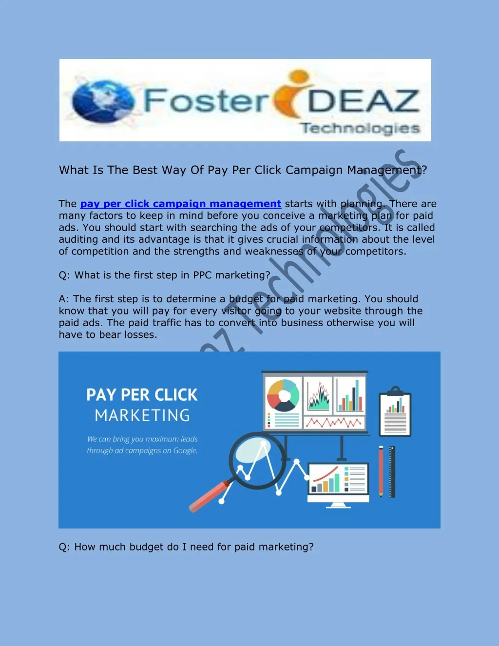 what is the best way of pay per click campaign