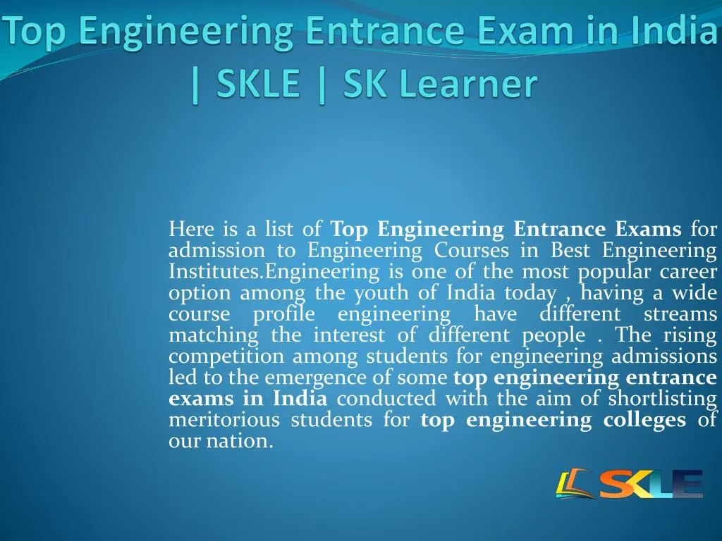 top engineering entrance exam in india skle sk learner