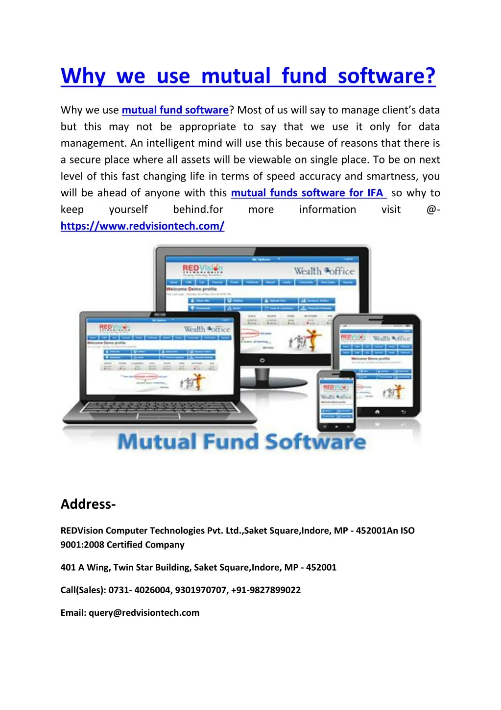 why we use mutual fund software