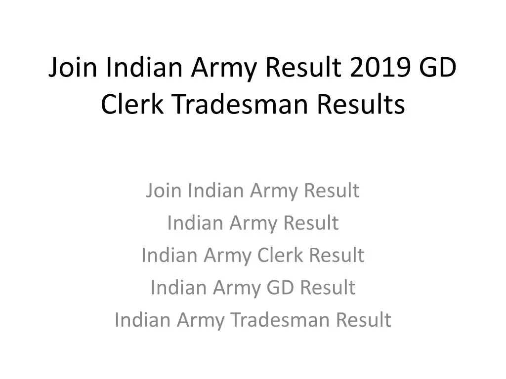 join indian army result 2019 gd clerk tradesman results
