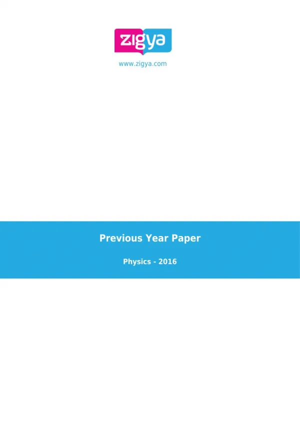 2016 JEE Physics Solved Paper