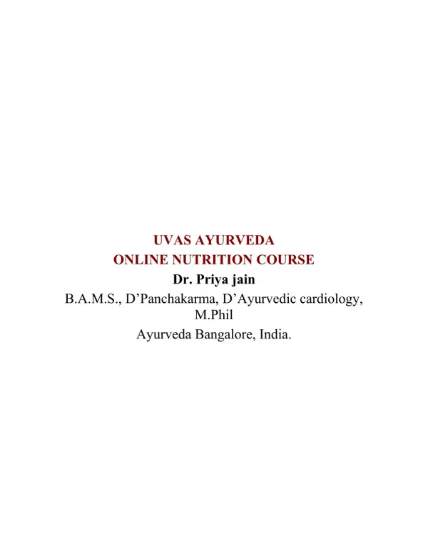 Ayurvedic course in india | Skin nutrition | uvas