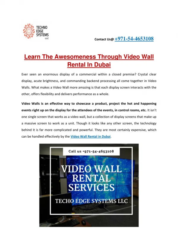 Learn The Awesomeness Through Video Wall Rental In Dubai