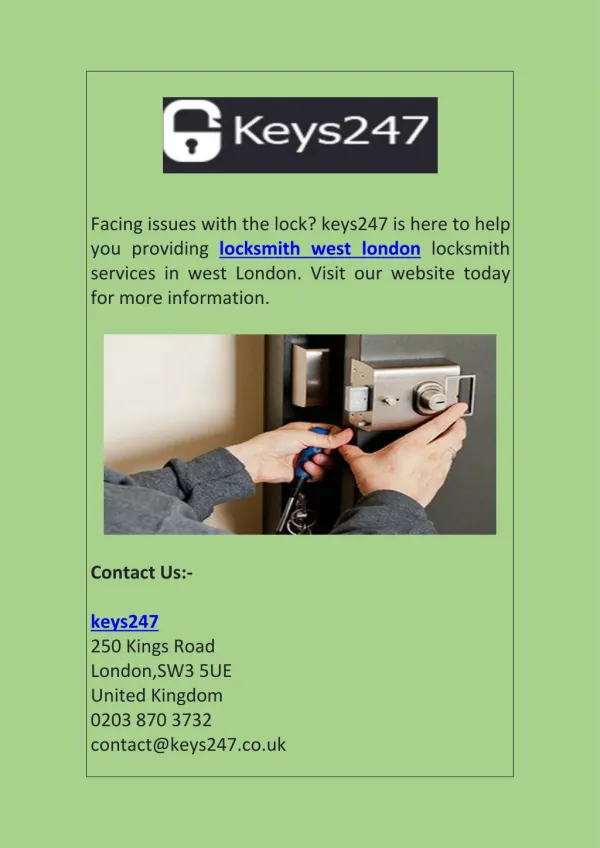 Find a Locksmith in West London