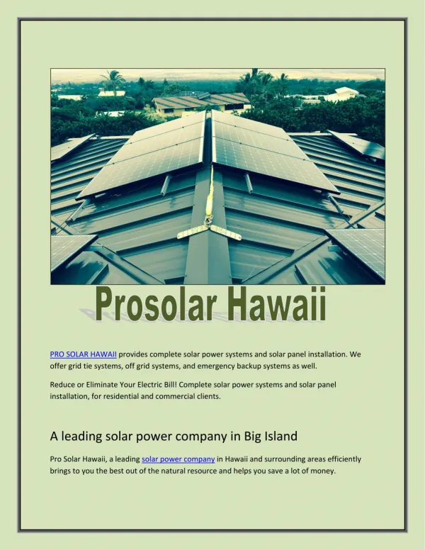 A Leading Solar Tax Credit Company in Hawaii