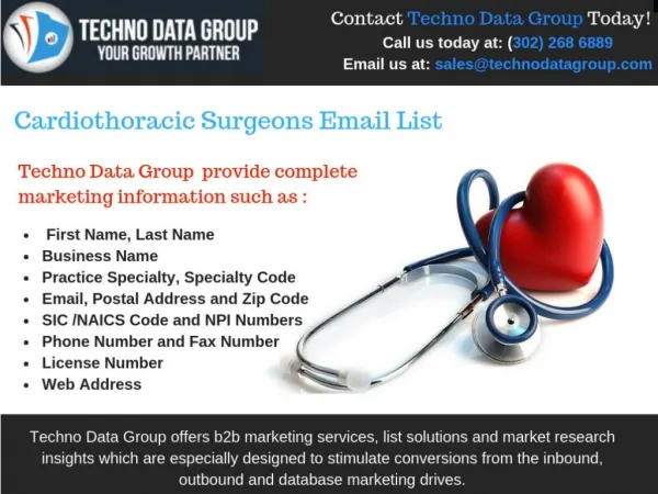 Cardiothoracic Surgeons Email List| Cardiothoracic Lists