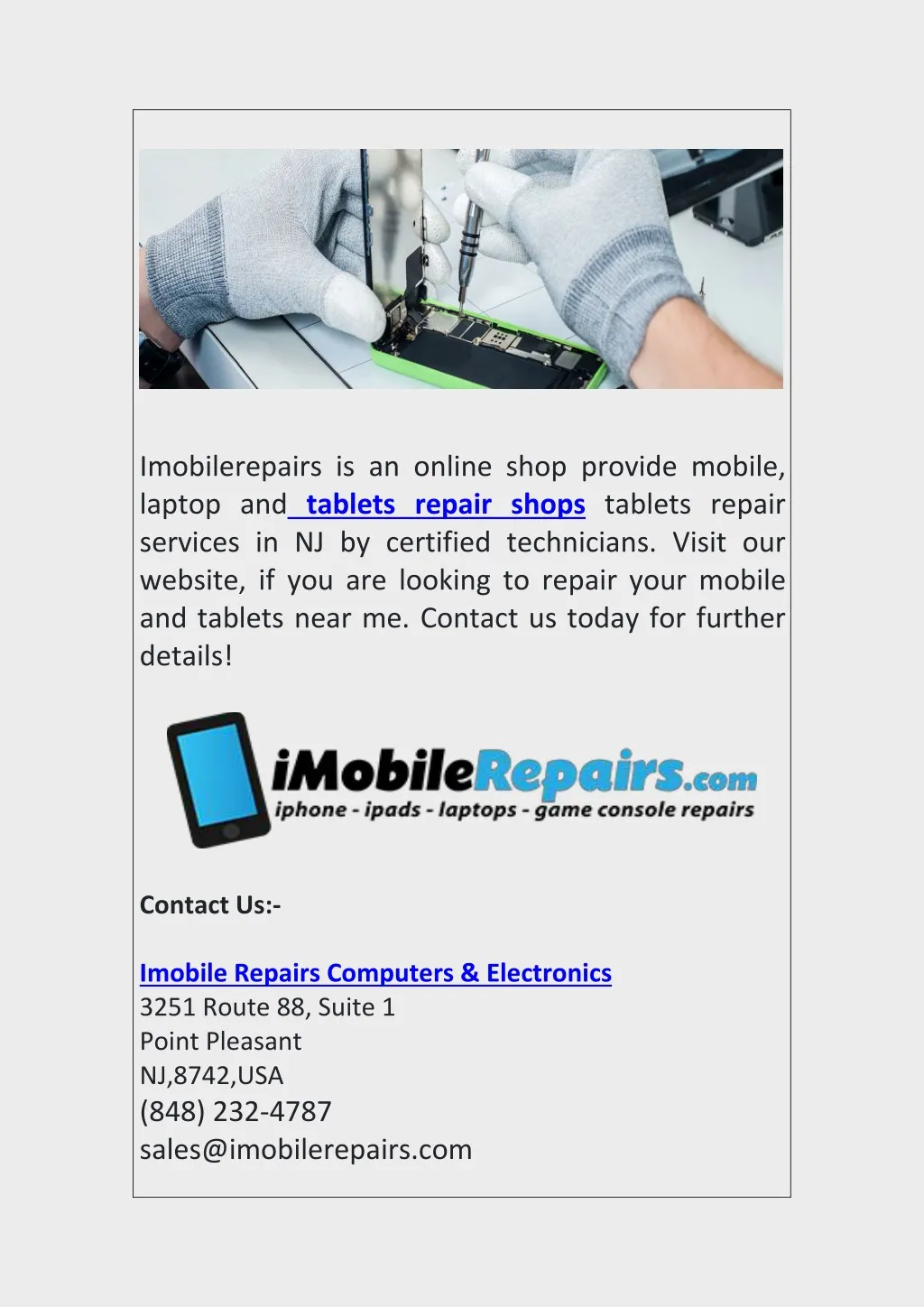 imobilerepairs is an online shop provide mobile
