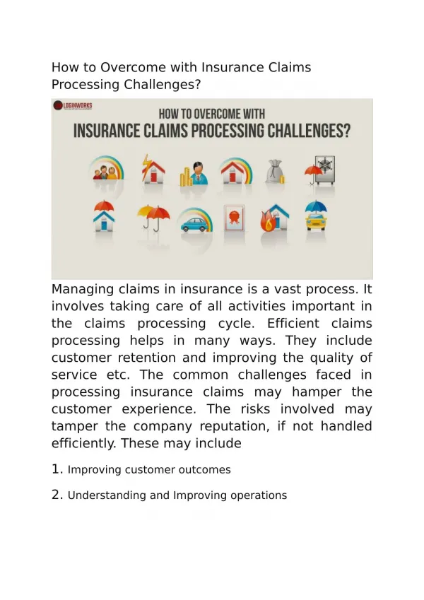How to Overcome with Insurance Claims Processing Challenges?