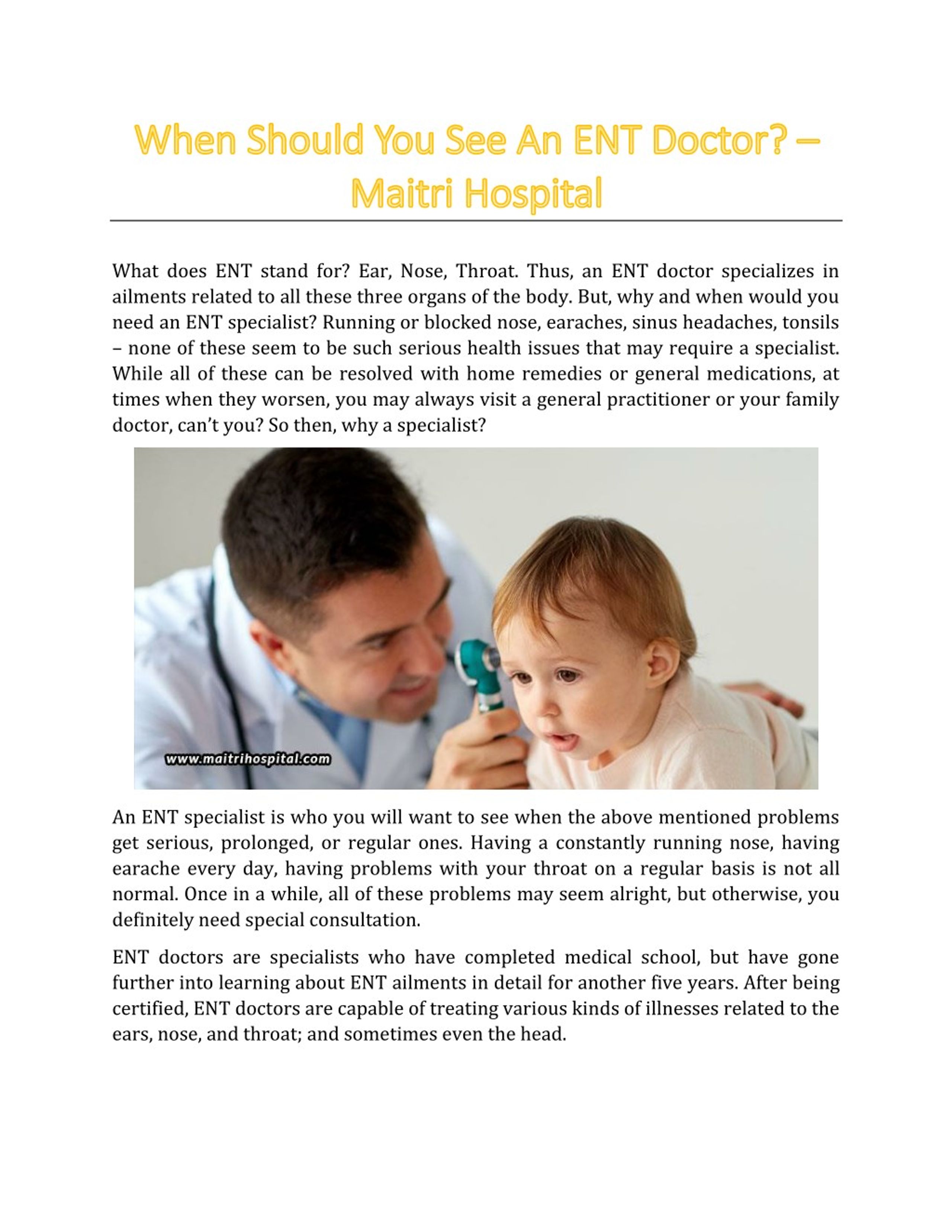 Ent Slides PPT - When Should You See An ENT Doctor? - Maitri Hospital PowerPoint ...