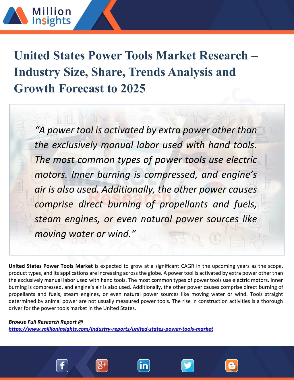 united states power tools market research