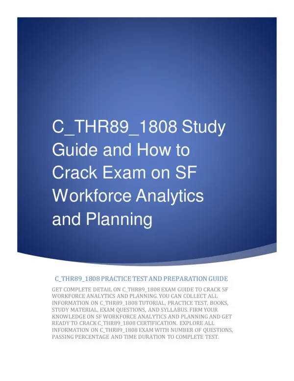 How to Prepare for SAP SF Workforce Analytics and Planning (C_THR89_1808) Certification Exam?