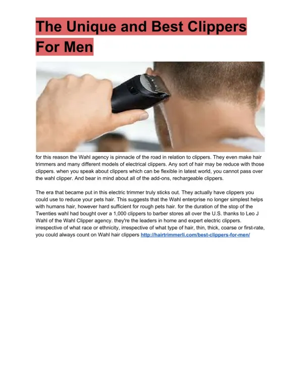 The Unique and Best Clippers For Men
