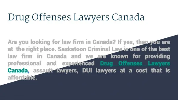 Drug Offenses Lawyers Canada