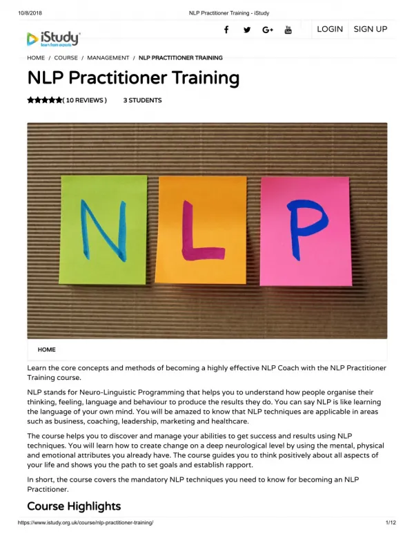 NLP Practitioner Training - istudy