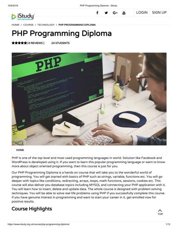 PHP Programming Diploma - istudy