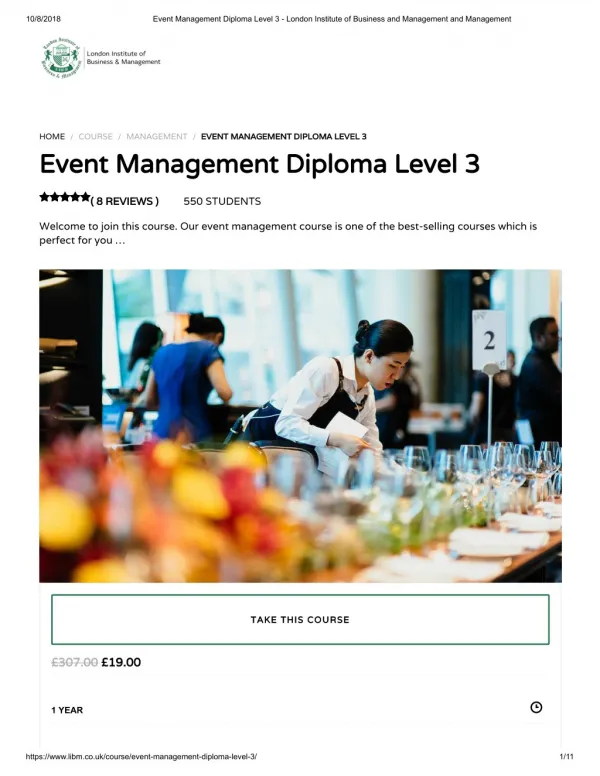 Event Management Diploma Level 3 - LIBM
