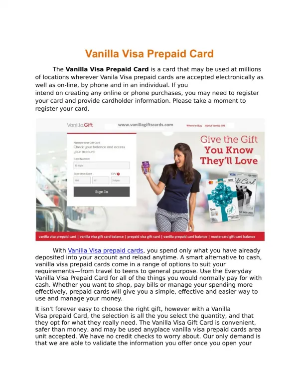Vanilla Visa Prepaid Cards