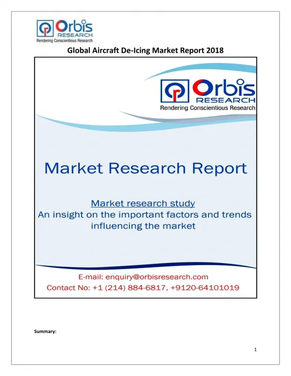 Global Aircraft De-Icing Market Report 2018