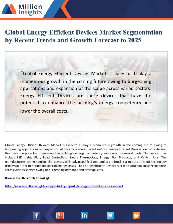 Global Energy Efficient Devices Market Segmentation by Recent Trends and Growth Forecast to 2025