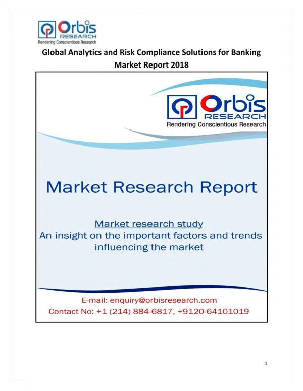 Global Analytics and Risk Compliance Solutions for Banking Market Report 2018