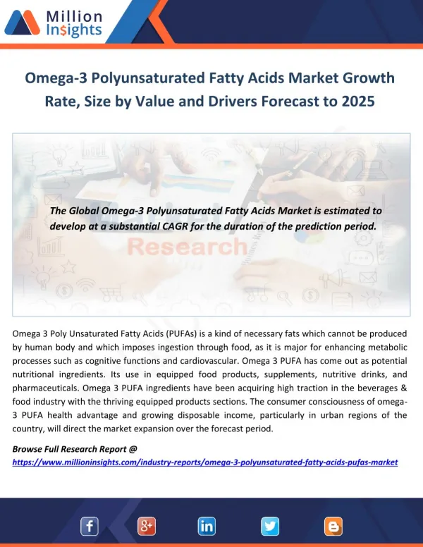 Omega-3 Polyunsaturated Fatty Acids Market Growth Rate, Size by Value and Drivers Forecast to 2025