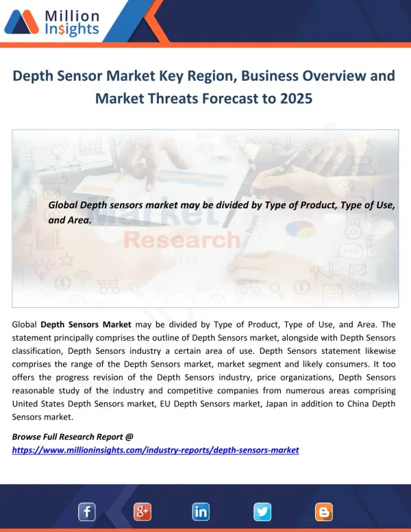 Depth Sensor Market Key Region, Business Overview and Market Threats Forecast to 2025