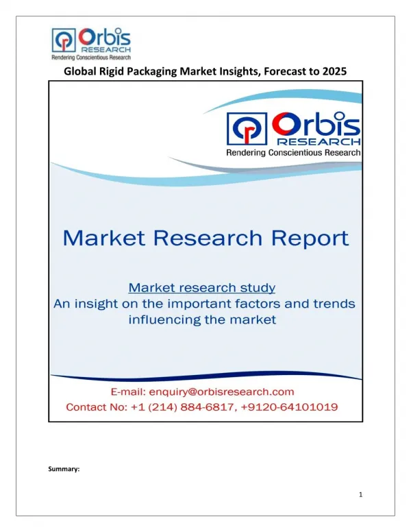 Global Rigid Packaging Market Insights, Forecast to 2025