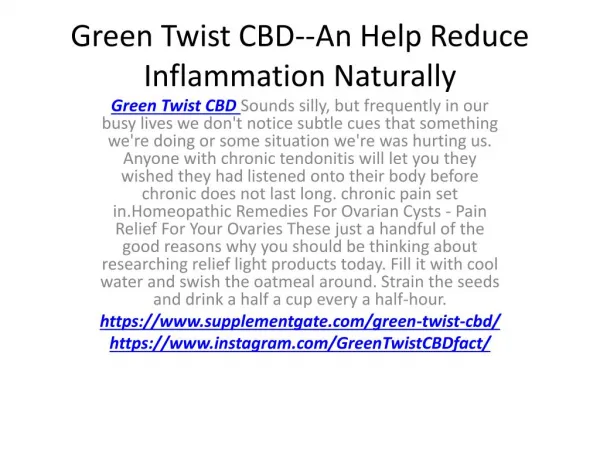 Green Twist CBD--Avoid Mental Stress
