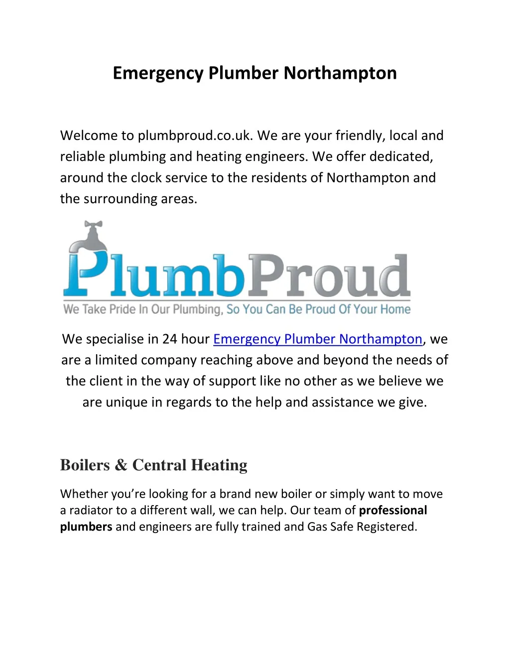 emergency plumber northampton