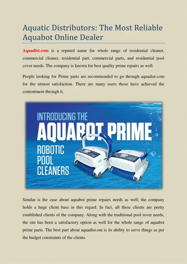 Approach Aquatic Distributors for Reliable Pool Cleaner
