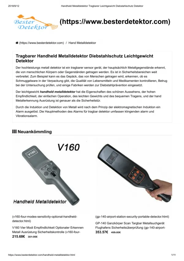 Handheld Tragbarer Metalldetektor Sicherheits Diebstahlschutz Ausrüstung