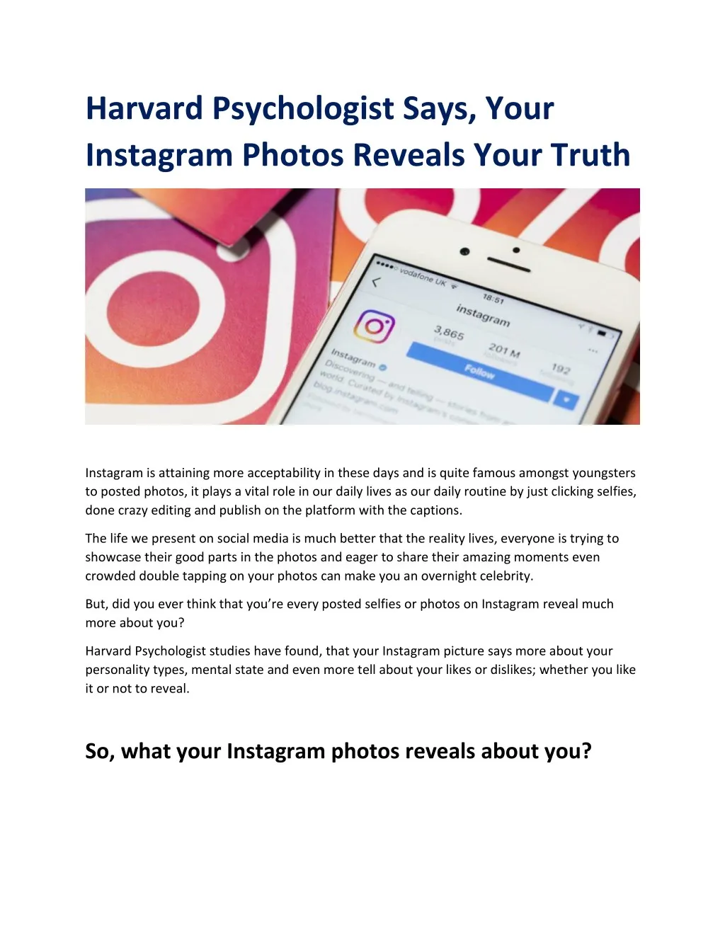 harvard psychologist says your instagram photos