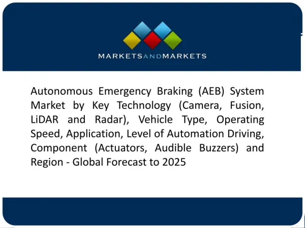 RaDAR-Based Autonomous Emergency Braking (AEB) System is Expected to Have the Largest Market