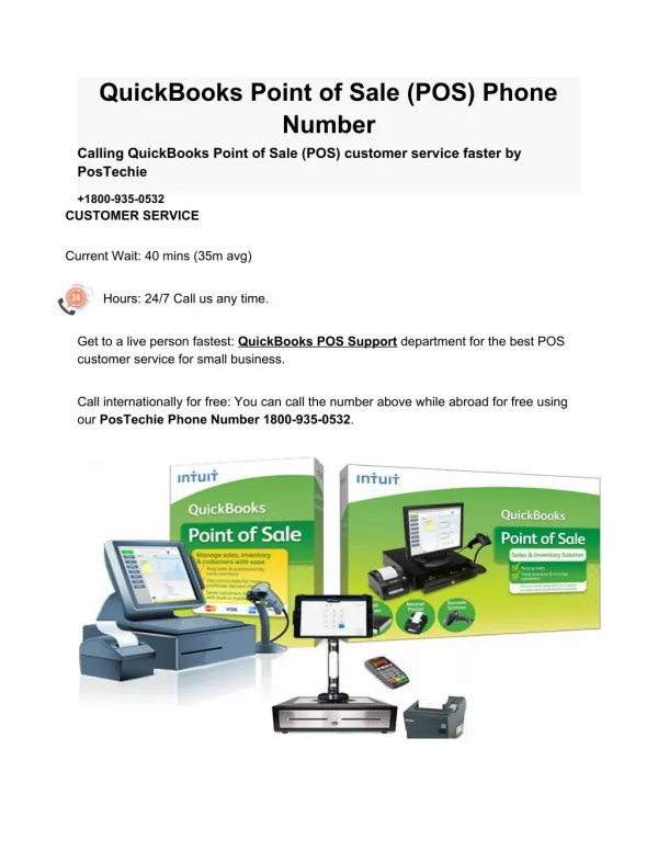 QuickBooks Point of Sale (POS) Phone Number: PosTechie 18009350532