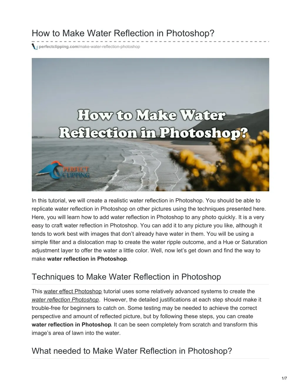how to make water reflection in photoshop