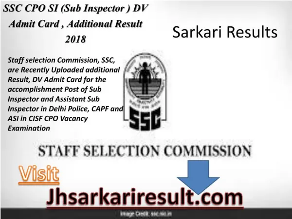 ssc cpo si sub inspector dv admit card additional