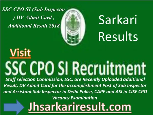 ssc cpo si sub inspector dv admit card additional