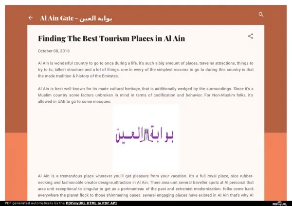 Finding The Best Tourism Places in Al Ain