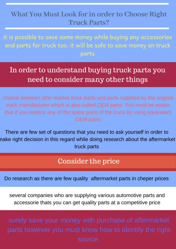 What You Must Look for in order to Choose Right Truck Parts?