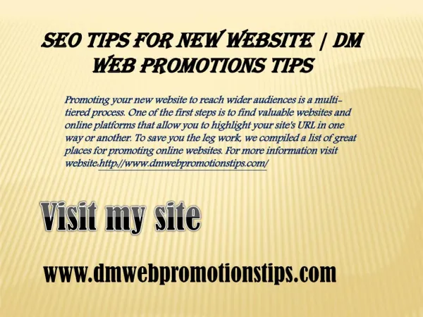 seo tips for new website dm web promotions tips