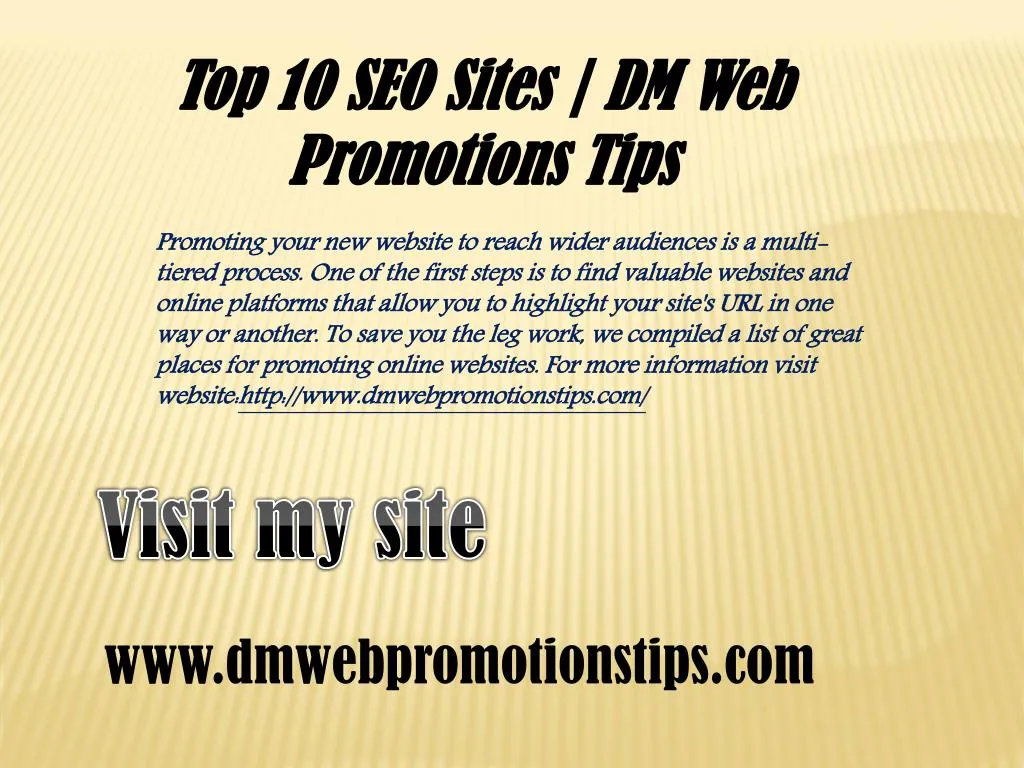 top 10 seo sites dm web promotions tips