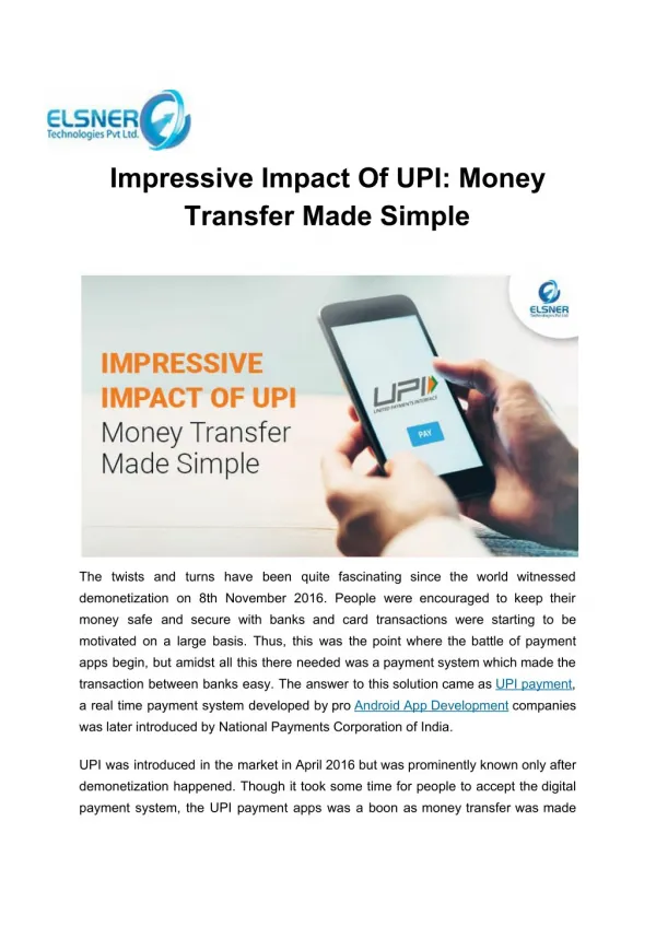 Money Transfer Made Simple With UPI Payment Apps