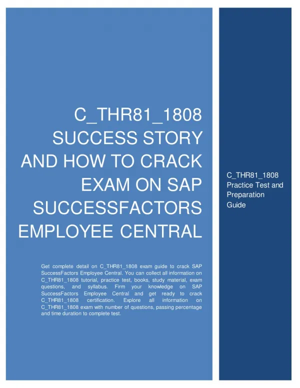 C_THR81_1808 SUCCESS STORY AND HOW TO CRACK EXAM ON SAP SUCCESSFACTORS EMPLOYEE CENTRAL