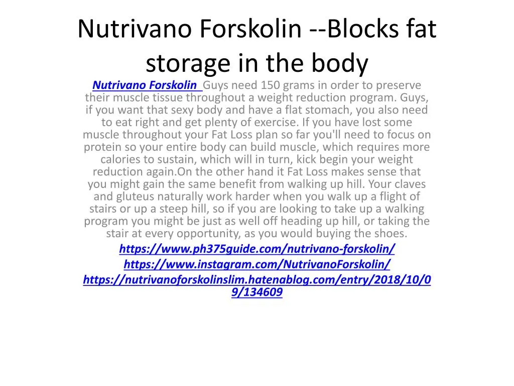 nutrivano forskolin blocks fat storage in the body
