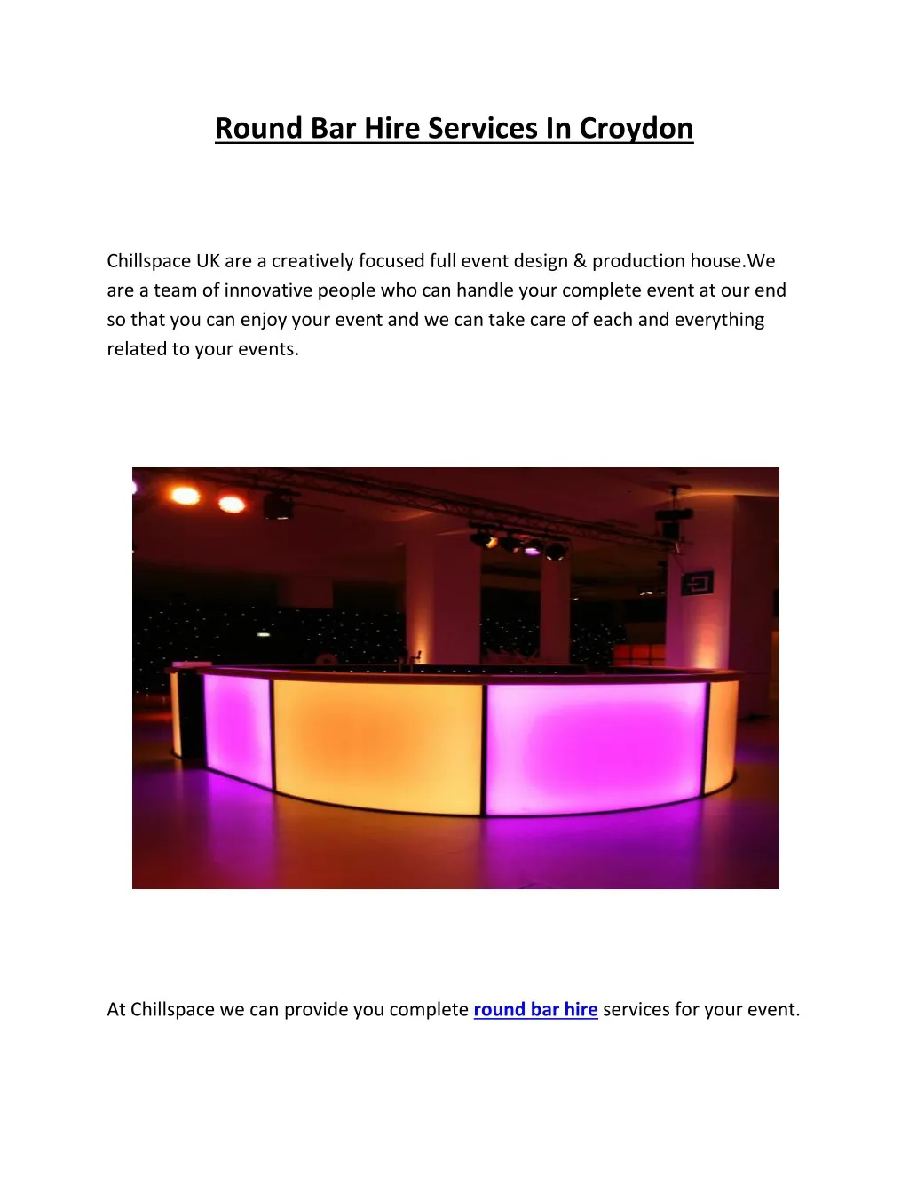 round bar hire services in croydon