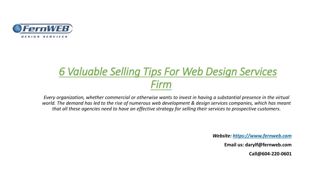 6 valuable selling tips for web design services firm