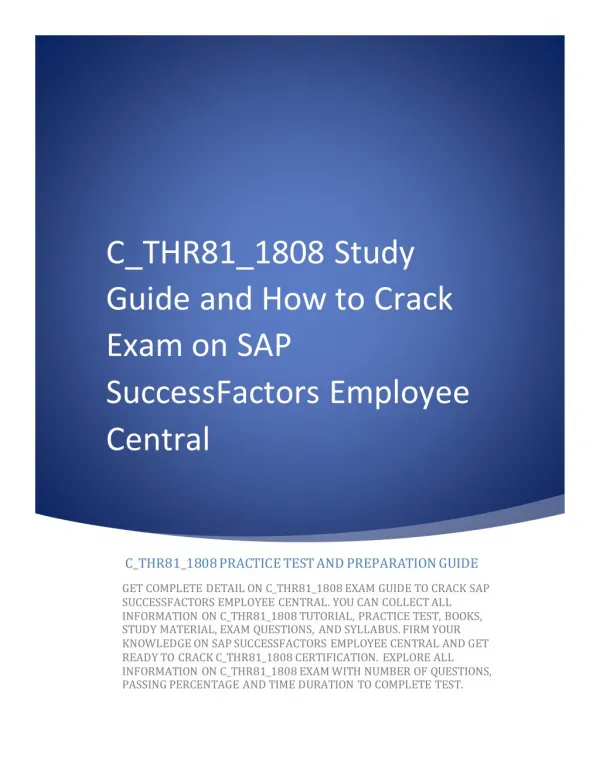 How to Prepare for SAP SuccessFactors Employee Central (C_THR81_1808) Certification Exam?